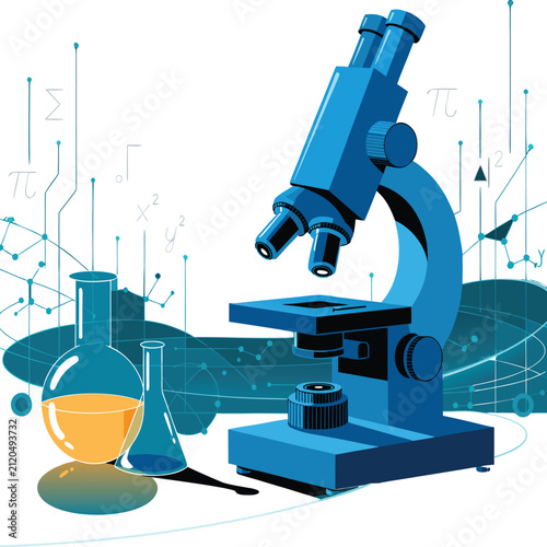Scientific Research Laboratory Microscope Illustration