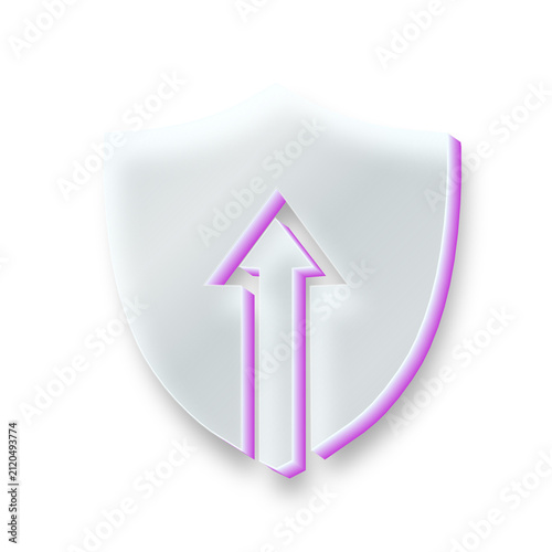 Quadro su tela Purple accented shield and arrow icon for premium elite security services