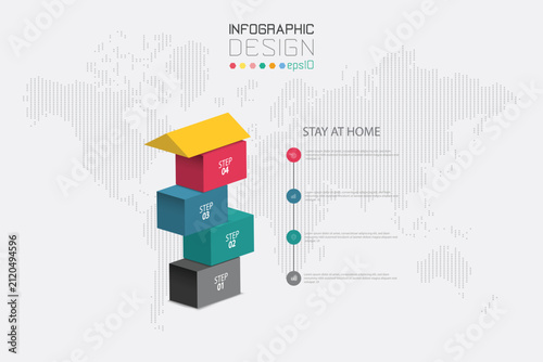 Stay At Home 4 Step Block Structure Infographic