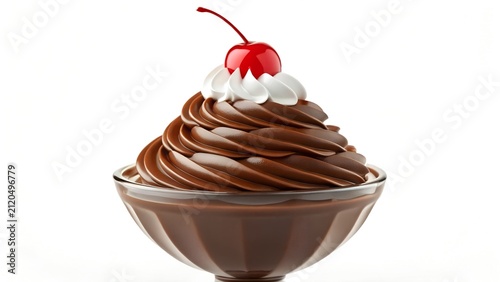 Chocolate mousse dessert in glass bowl with cherry topping chocolate delicious indulgence culinary restaurant sweetness decoration prepared indulgent epicurean gastronomy