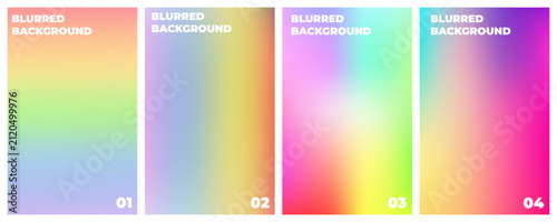 Set of Four Colorful Blurred Gradient Background Posters in Pastel and Neon Tones