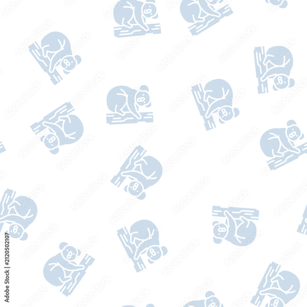 Fototapeta premium koala animal in zoo vector glyph seamless pattern koala animal in zoo sign illustration