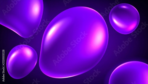 Abstract purple glowing plasma energy spheres floating in dark space.