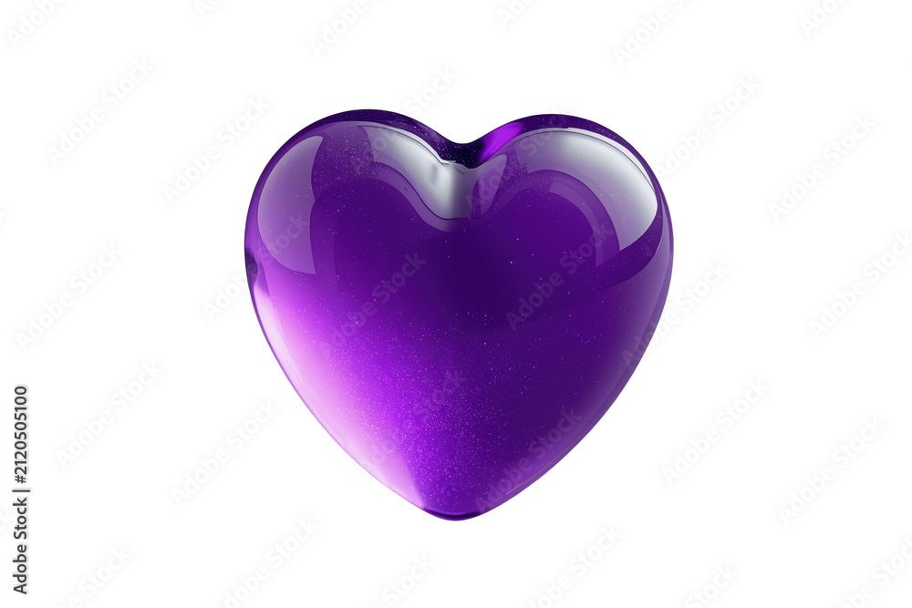 Fototapeta premium Glossy purple heart with bright reflective highlight