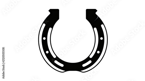 Black horseshoe icon on white background. Minimalist horse shoe symbol for luck and equestrian.