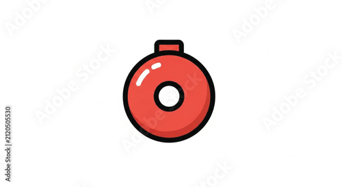 Vibrant Red Sphere with Bold Black Outline and White Highlight - Vector Illustration
