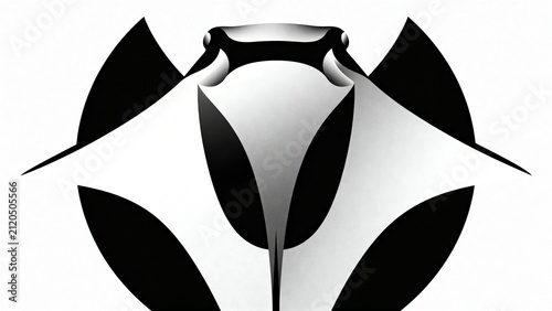 Abstract manta ray icon design. Minimalist marine animal logo in black and white.