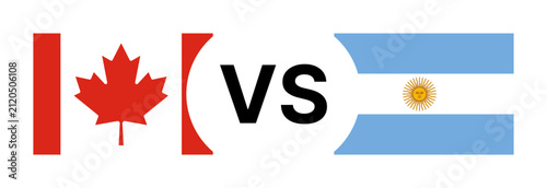 Canada vs Argentina national flags competition banner background