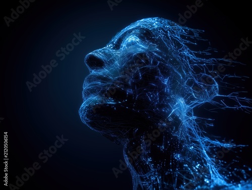 concept of artificial consciousness with digital human figure