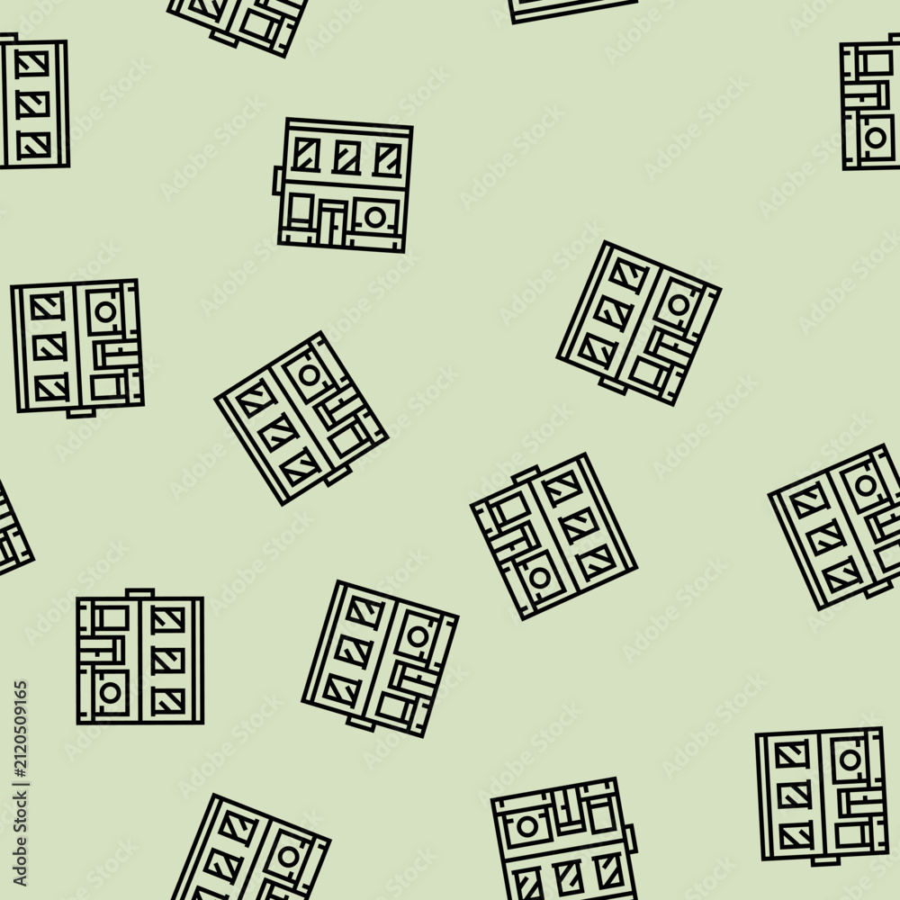 Fototapeta premium cityscape bank building vector line seamless pattern cityscape bank building sign illustration