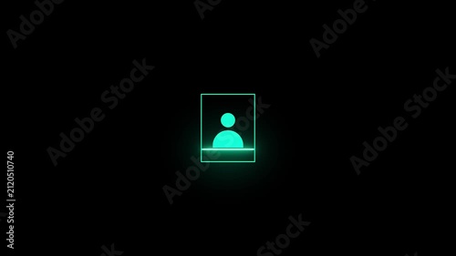 Glowing White User Profile Icon Frame on Black Background