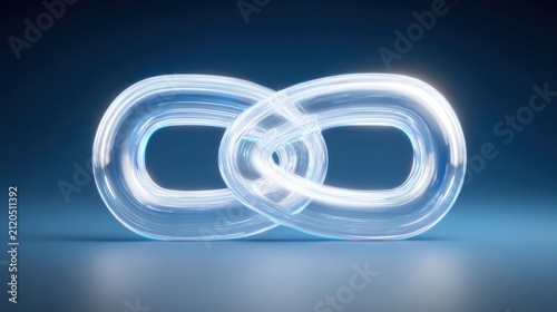 Striking smart token loop icon concept featuring two light trails representing continuous token interaction