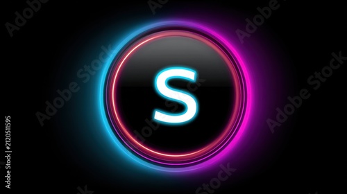 Vibrant smart token node icon concept illustrating a neon reaction of token units in a smart system environment