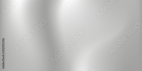 Transparent corrugated plastic ribbed glass background with abstract line patterns. 3D gradient light effects for retail windows or architectural panels. Vintage chrome reflections or polycarbonate.