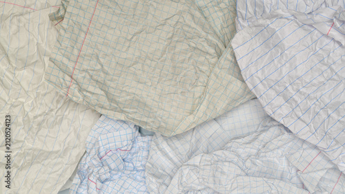 Quadro su tela heavily creased notebook sheets in grid and line