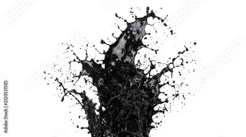 Abstract Black Ink Splash with Artistic Fluid Paint Texture PNG Isolated on Transparent Background
