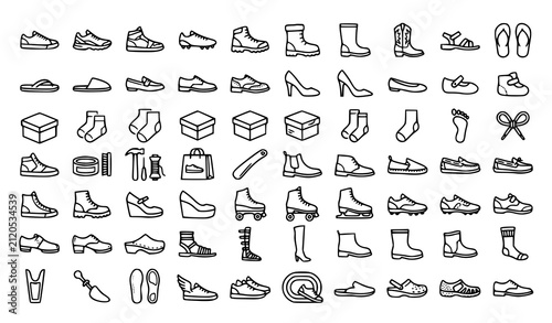 Shoes Icon Vector Editable EPS10 Footwear Line Icon Collection