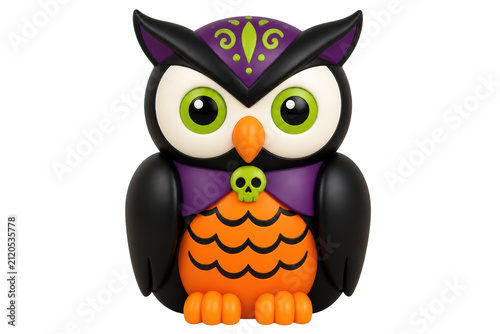 Halloween owl figurine with skull pendant