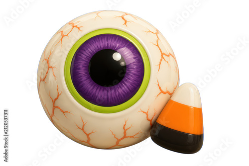 Stylized eyeball with purple iris and green ring