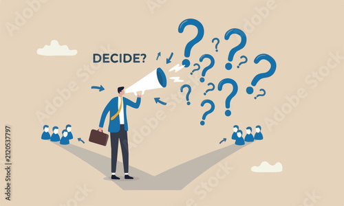 Cuadro en lienzo Indecisive manager teams together frustrated to decide, worried about which way
