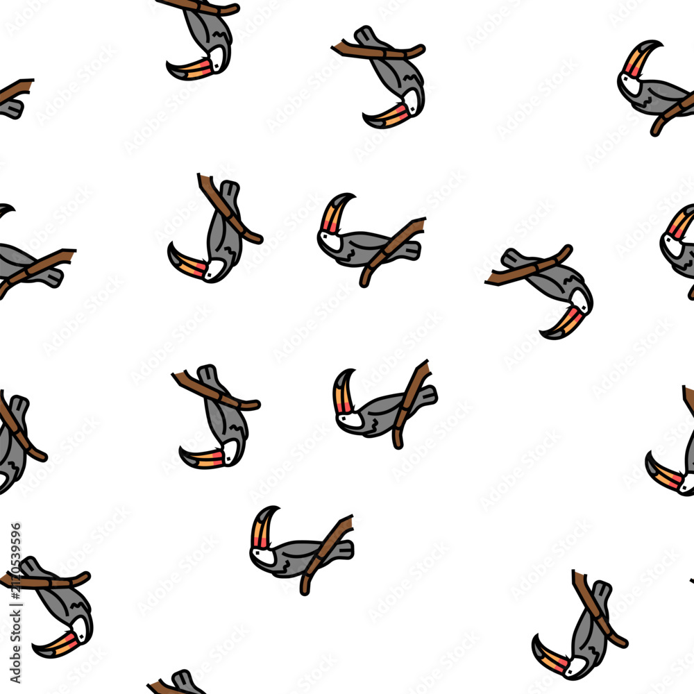 Fototapeta premium toucan bird in zoo vector seamless pattern toucan bird in zoo sign illustration