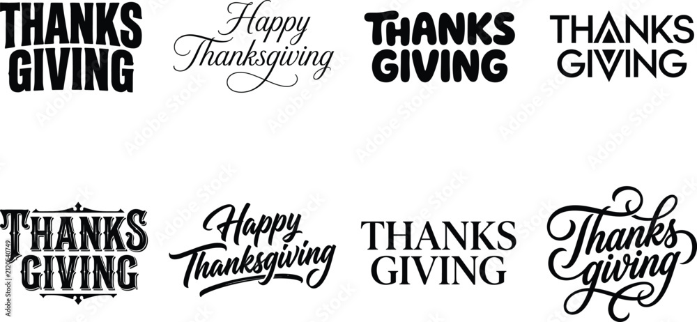Fototapeta premium Elegant thanksgiving typography logo design with vintage style
