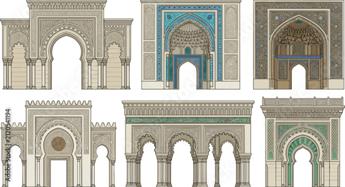Set of ornate Islamic and Moorish archesSet of ornate Islamic and Moorish arches