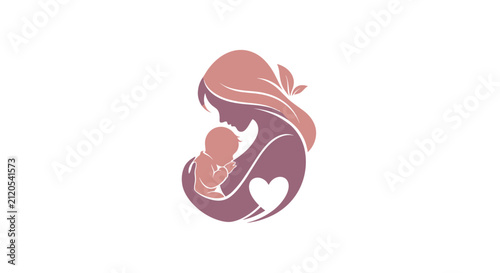 A stylized illustration of a parent holding a small infant child