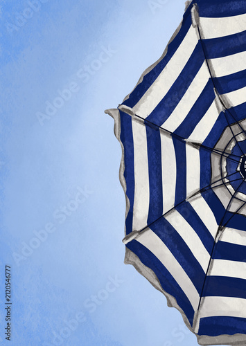     Italian Summer Watercolor Beach Umbrella