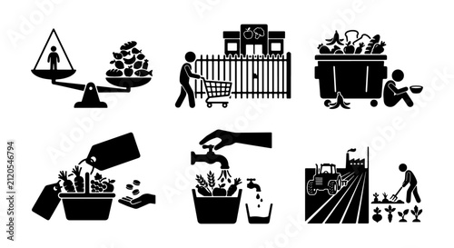 Konstfotografi Social Inequality Icons: Poverty, Food Waste, Economic Disparity, Resource Scarc