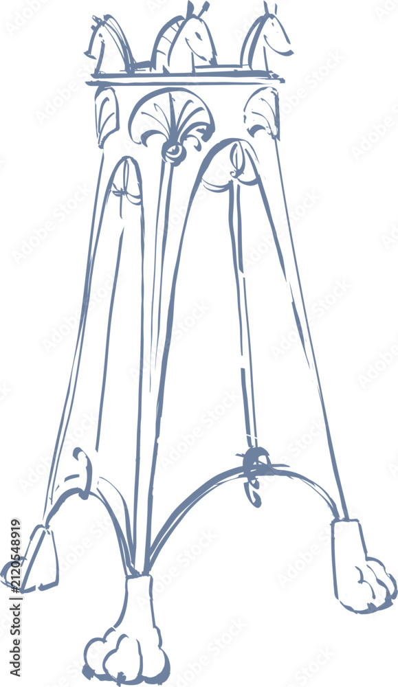 Obraz premium Ancient Greek Bronze Tripod Sketch Drawing