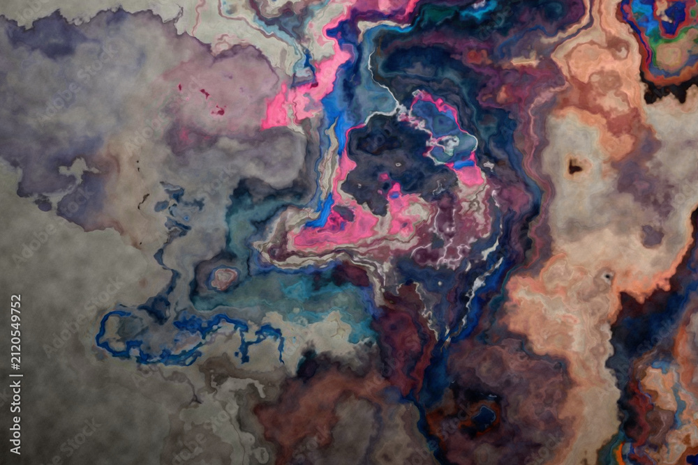 Naklejka premium Abstract marble background with vibrant pink and blue fluid ink patterns.