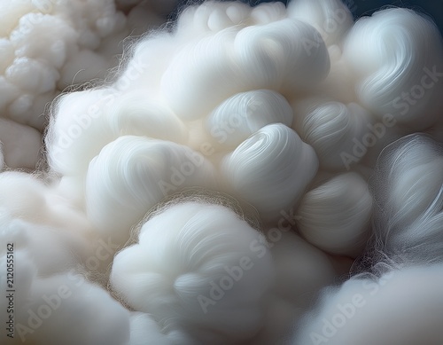 close up of white fluffy cotton background abstract luxury wadding cloud texture generative ai