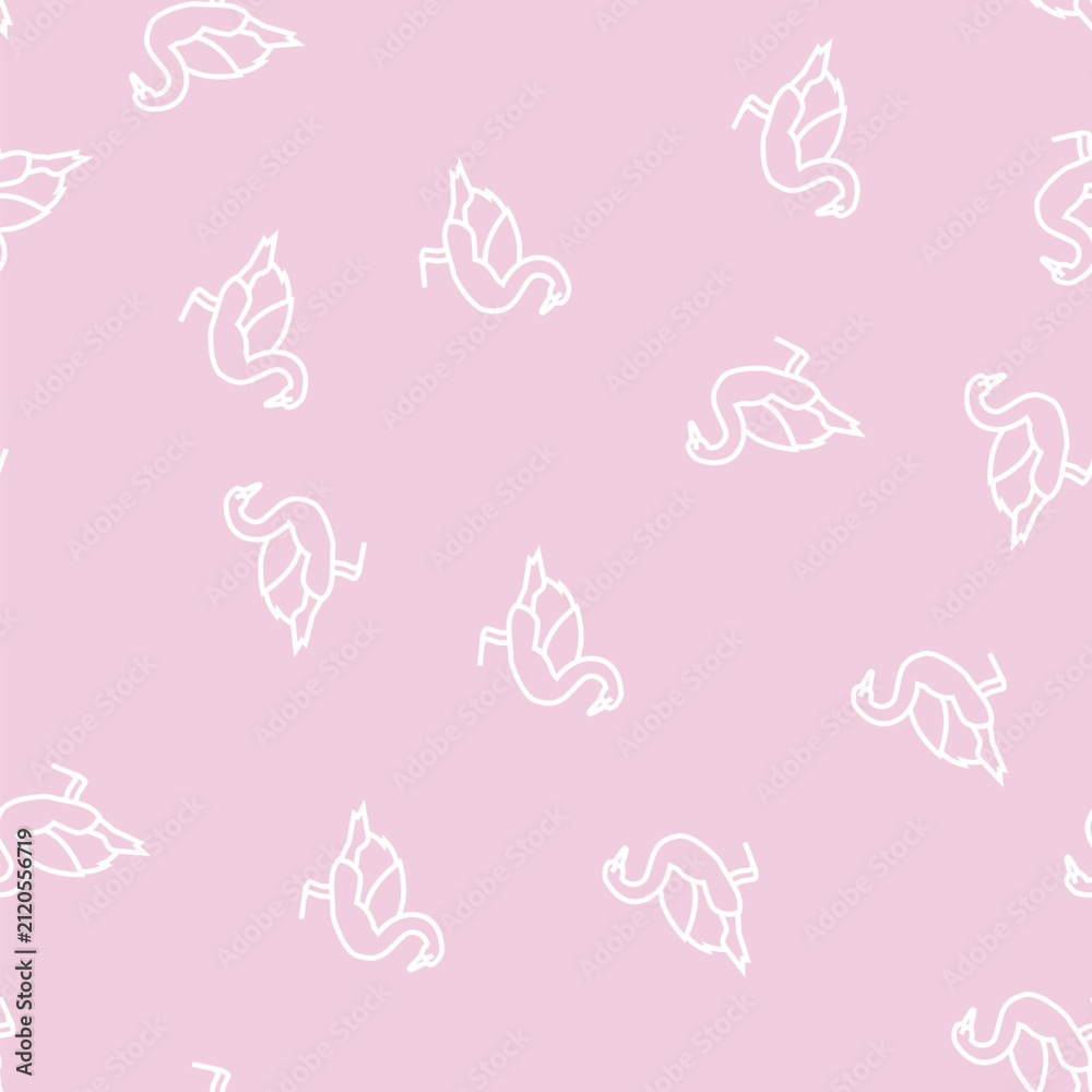 Naklejka premium swan wild bird vector line seamless pattern swan wild bird sign illustration