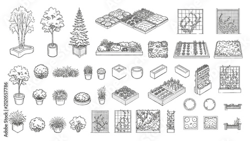 Rooftop Landscape Architecture CAD Blocks Green Roof Vector Collection for Urban Design