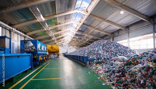 chopped waste plastic transported by production line