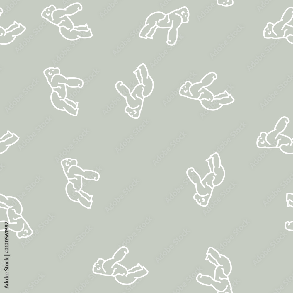 Naklejka premium gorilla wild animal vector line seamless pattern gorilla wild animal sign illustration