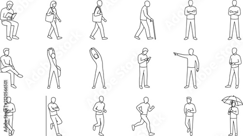 People CAD Figures Collection with Human Outline Characters for Architecture and Landscape Design