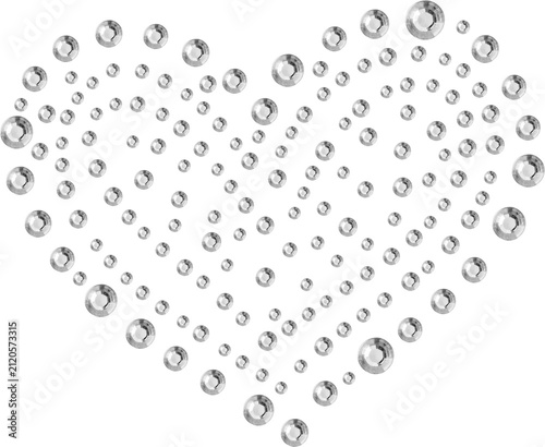 Silver Rhinestone Heart Cluster