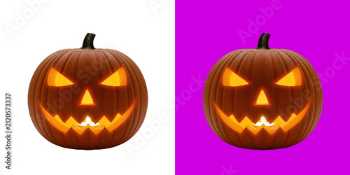 Spooky glowing orange carved pumpkin jack o lantern for halloween holiday celebrations transparent png