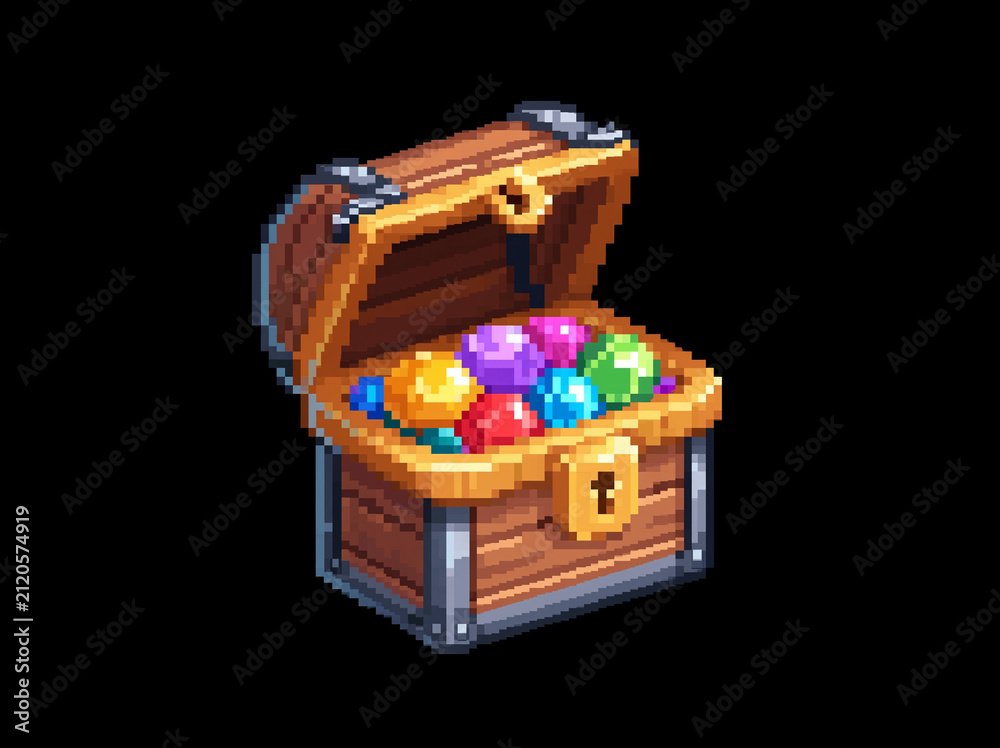 Obraz premium An opened treasure chest brimming with colorful gemstones and gold coins, a symbol of wealth and discovery AI generative