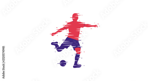 A digital illustration of a soccer player kicking a ball