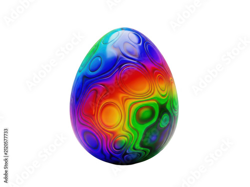 Colorful rainbow textured easter egg isolated on white background