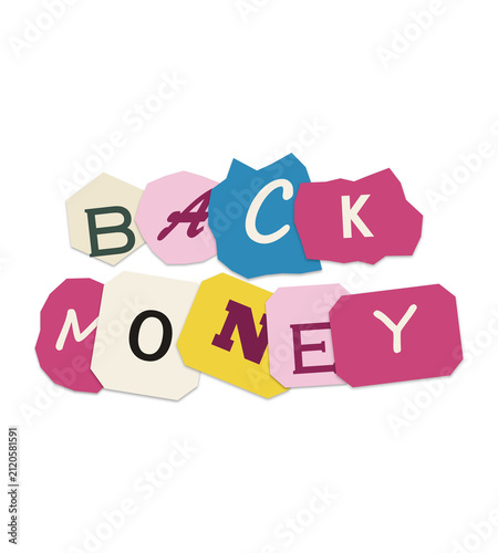 Back money text made of colorful paper scraps