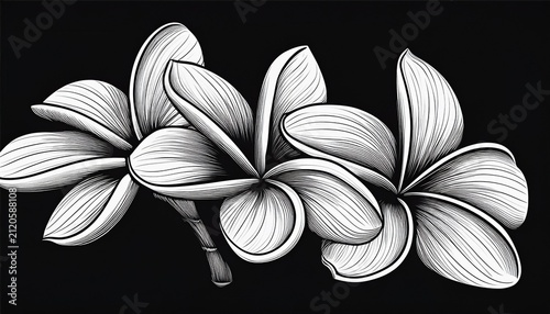 silhouette plumeria flower black color only vector