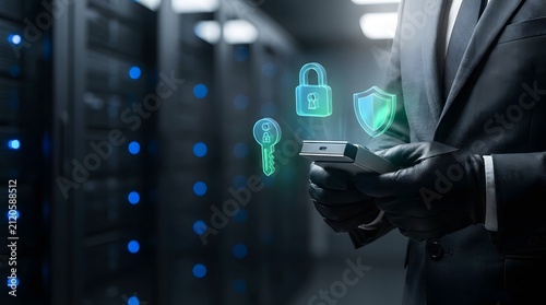 Cybersecurity expert manages digital server infrastructure with advanced encrypted security protocols.