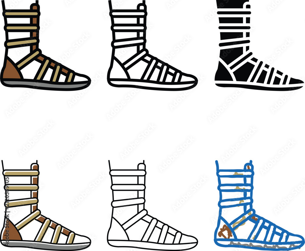 Fototapeta premium styles warrior shoe ancient rome color icon vector. warrior shoe ancient rome sign. isolated symbol