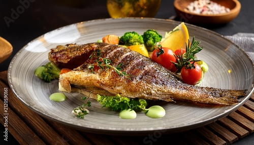 grilled fish with vegetables