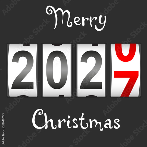 2027 Christmas calendar with Santa Claus holding a calendar on white background