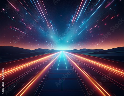 futuristic starry night sky above a digital runway